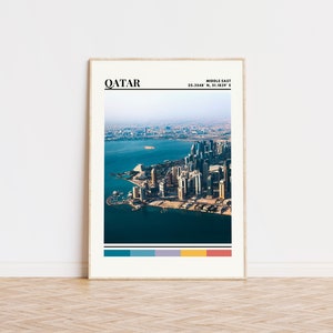 Qatar Poster, Qatar Print, Qatar Art, Qatar Travel Poster, Qatar Wall Decor, Qatar Gift, Qatar Custom City Print