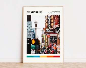 Nashville Poster, Nashville Print, Nashville Art, Nashville Travel Poster, Nashville Wall Decor, Nashville Gift Custom City Print Tennessee