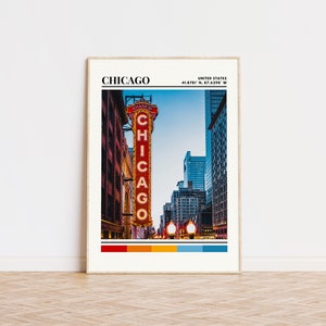 Affiche de Chicago, Chicago Print, Chicago Art, Chicago Travel Poster, Chicago Wall Decor, Chicago Gift, Custom City Print, Illinois