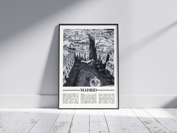 Madrid Black and White Poster, Madrid Print, Madrid Wall Art