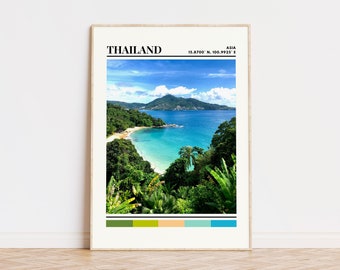 Thailand Poster, Thailand Print, Thailand Art, Thailand Travel Poster, Thailand Wall Decor, Thailand Gift, Thailand Custom Map Print