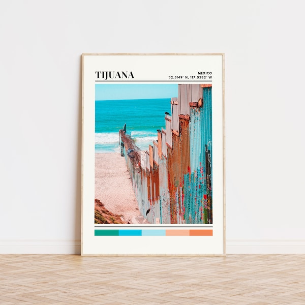 Affiche de Tijuana, impression de Tijuana, Art de Tijuana, affiche de voyage de Tijuana, décor de mur de Tijuana, impression personnalisée de ville de cadeau de Tijuana, Mexique