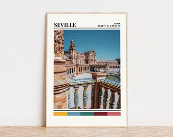 Seville Poster, Seville Print, Seville Art, Seville Travel Poster, Seville Wall Decor, Seville Gift, Seville Custom City Print, Spain