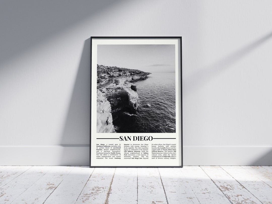 San Diego Black and White Poster, California Print, San Diego Wall Art ...