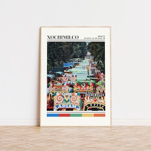 Cartel de Xochimilco, impresión de Xochimilco, arte de Xochimilco, cartel de viaje de Xochimilco, decoración de pared de Xochimilco, impresión de ciudad personalizada de regalo de Xochimilco