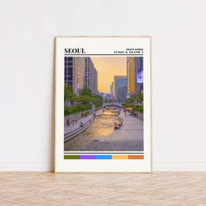 Affiche de Séoul, impression de Séoul, Art de Séoul, affiche de voyage de Séoul, décoration murale de Séoul, cadeau de Séoul, impression de ville personnalisée de Séoul, Corée du Sud, Asie