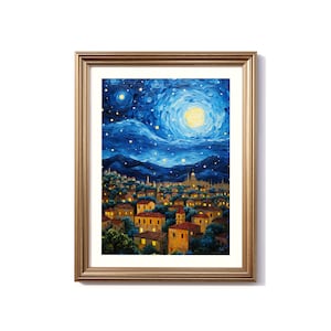 Oaxaca Van Gogh-Inspired Digital Painting, Oaxaca Travel Poster, Oaxaca Print, Oaxaca Wall Decor, Oaxaca Van Gogh Style Art, Mexico Poster