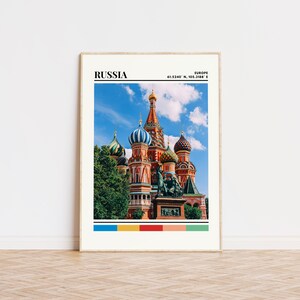 Cartel de Rusia, impresión de Rusia, arte de Rusia, cartel de viaje de Rusia, decoración de pared de Rusia, regalo de Rusia, impresión de ciudad personalizada de Rusia, Rusia, Europa