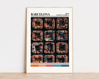 Cartel de Barcelona, Impresión de Barcelona, Arte de Barcelona, Cartel de viaje de Barcelona, Decoración de pared de Barcelona, Regalo de Barcelona, Impresión de ciudad personalizada, España