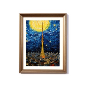Tokyo Van Gogh-Inspired Digital Painting, Tokyo Travel Print, Tokyo Poster, Tokyo Decor, Tokyo Van Gogh Style Art, Japan Gift