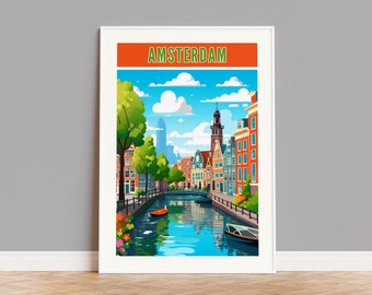Amsterdam Travel Poster, Amsterdam Print, Amsterdam Wall Art, Amsterdam Artwork, Amsterdam Gift, Amsterdam Custom Print, Netherlands