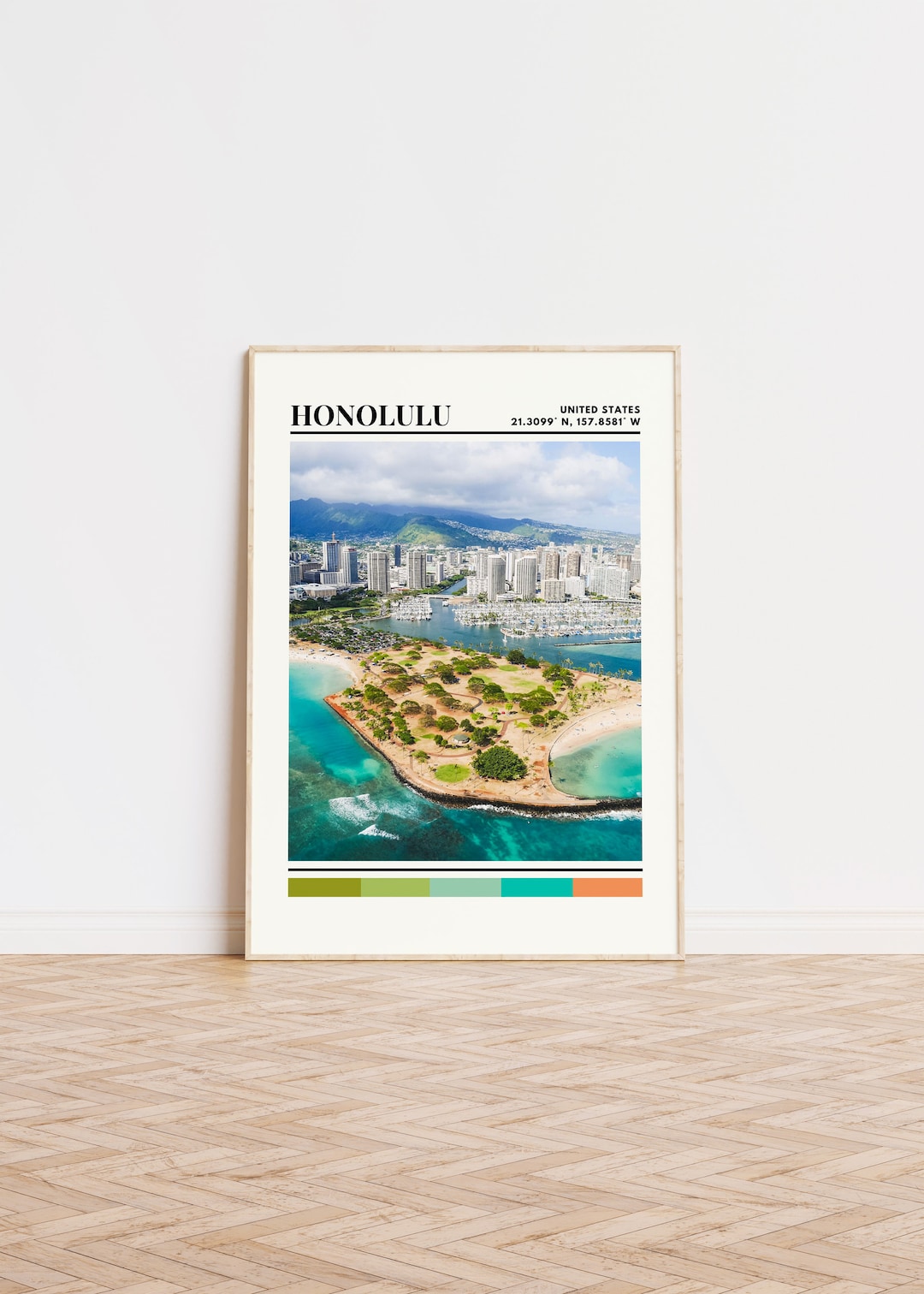 Honolulu Print, Honolulu Poster, Honolulu Wall Art, Honolulu Travel Poster, Honolulu Decor