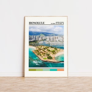 Honolulu Print, Honolulu Poster, Honolulu Wall Art, Honolulu Travel Poster, Honolulu Decor, Honolulu Gift, Custom City Print, Hawaii