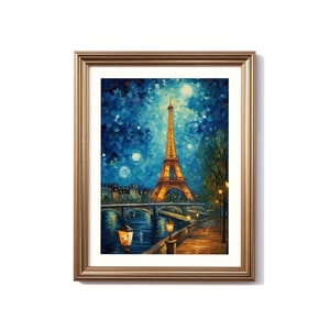 Paris Van Gogh inspirierte digitale Malerei, Paris Reise Druck, Paris Poster, Paris Dekor, Paris Van Gogh Stil Kunst, Frankreich