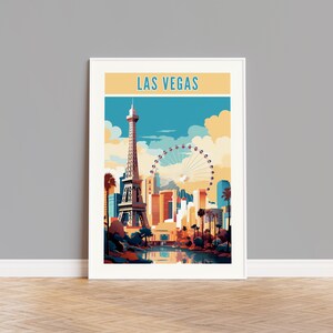 Affiche de voyage de Las Vegas, impression de Las Vegas, art mural de Las Vegas, œuvre d’art de Las Vegas, cadeau de Las Vegas, photo de Las Vegas, carte de Las Vegas, Nevada