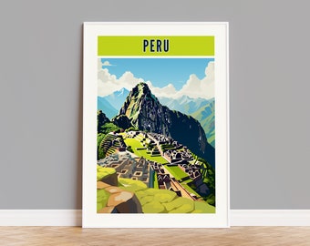 Cartel de viaje de Perú, Impresión de Perú, Arte de pared de Perú, Arte de Perú, Decoración de pared de Perú, Regalo de Perú, Impresión personalizada de Perú, Foto de Perú, Cartel de Machu Picchu