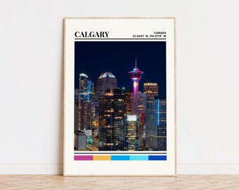 Calgary Poster, Calgary Print, Calgary Art, Calgary Travel Poster, Calgary Wall Decor, Calgary Gift, Calgary Custom City Print Canada