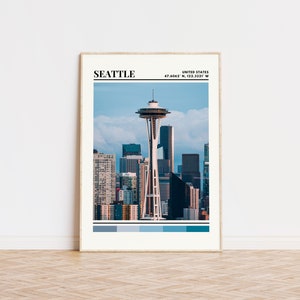 Seattle Poster, Seattle Print, Seattle Art, Seattle Travel Poster, Seattle Wall Decor, Seattle Gift Custom City Print Washington