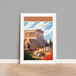 Cartel de viaje de Atenas, Impresión de Atenas, Arte de la Muralla de Atenas, Obras de arte de Atenas, Decoración de la Muralla de Atenas, Regalo de Atenas, Impresión personalizada de Atenas, Foto de Atenas