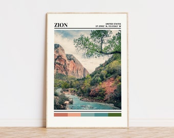 Zion Poster, Zion Print, Zion Art, Zion Travel Poster, Zion Wall Decor, Zion National Park Gift, Zion National Park Print, Utah Decor