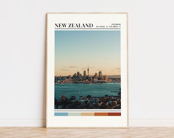New Zealand Poster, New Zealand Print, New Zealand Artwork, New Zealand Travel Poster, New Zealand Wall Art, New Zealand Gift, Oceania