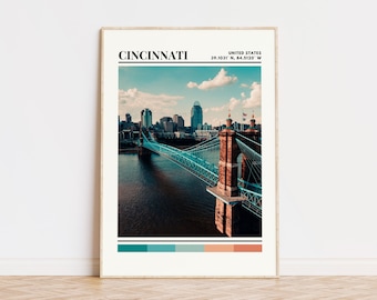 Cincinnati Poster, Cincinnati Print, Cincinnati Art, Cincinnati Travel Poster, Cincinnati Wall Decor, Cincinnati Gift Custom Ohio Print