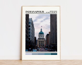 Cartel de Indianápolis, impresión de Indianápolis, arte de Indianápolis, regalo de viaje de Indianápolis, decoración de la pared de Indianápolis, ciudad personalizada de regalo de Indianápolis