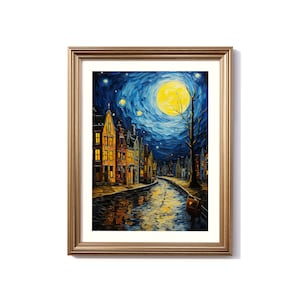 Belgium Van Gogh-Inspired Digital Painting, Belgium Travel Print, Belgium Poster, Belgium Decor, Belgium Van Gogh Style Art