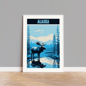 Alaska Travel Poster, Alaska Print, Alaska Wall Art, Alaska Artwork, Alaska Gift, Alaska Custom Print, Alaska Photo, Alaska Reindeer Print
