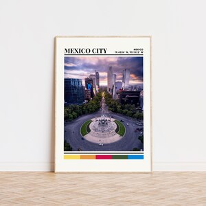 Cartel de la Ciudad de México, Impresión de la Ciudad de México, Arte de la Ciudad de México, Cartel de viaje de la Ciudad de México, Decoración de la pared de la Ciudad de México, Impresión de la ciudad personalizada de regalo de México