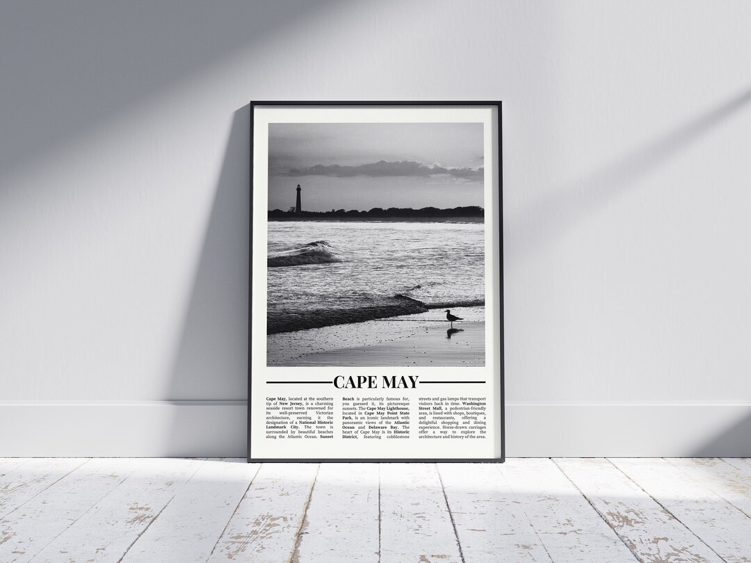 Cape May Black and White Poster, Cape May Print, Cape May Wall Art