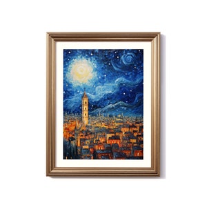 Spanien Van Gogh-inspirierte digitale Malerei, Spanien Reise Druck, Spanien Poster, Spanien Dekor, Spanien Van Gogh Stil Art