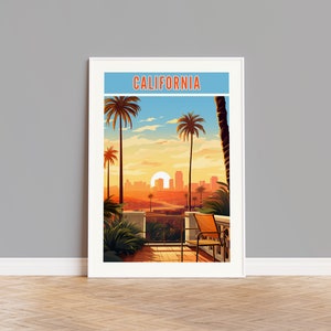 カリフォルニア旅行ポスター、カリフォルニアプリント、カリフォルニアウォールアート、カリフォルニアアートワーク、カリフォルニアギフト、カリフォルニアカスタムプリント