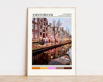 Amsterdam Poster, Amsterdam Print, Amsterdam Art, Amsterdam Travel Poster, Amsterdam Wall Decor, Amsterdam Gift, Custom City Print