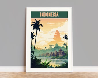 Indonesia Travel Print, Indonesia Poster, Indonesia Wall Decor, Indonesia Artwork, Indonesia Home Art, Indonesia Gift, Indonesia Map