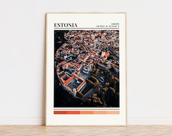 Estonia Poster, Estonia Print, Estonia Art, Estonia Travel Poster, Estonia Wall Decor, Estonia Gift Custom City Print, Estonia, Europe