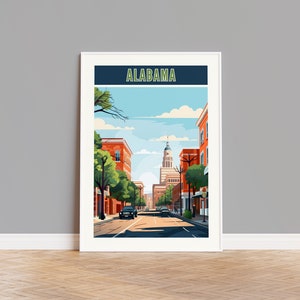 Affiche de voyage de l’Alabama, impression de l’Alabama, art mural de l’Alabama, œuvre d’art de l’Alabama, cadeau de l’Alabama, impression personnalisée de l’Alabama, photo de l’Alabama, Montgomery