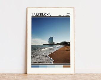 Cartel de Barcelona, Impresión de Barcelona, Arte de Barcelona, Cartel de viaje de Barcelona, Decoración de pared de Barcelona, Regalo de Barcelona, Impresión de ciudad personalizada, España
