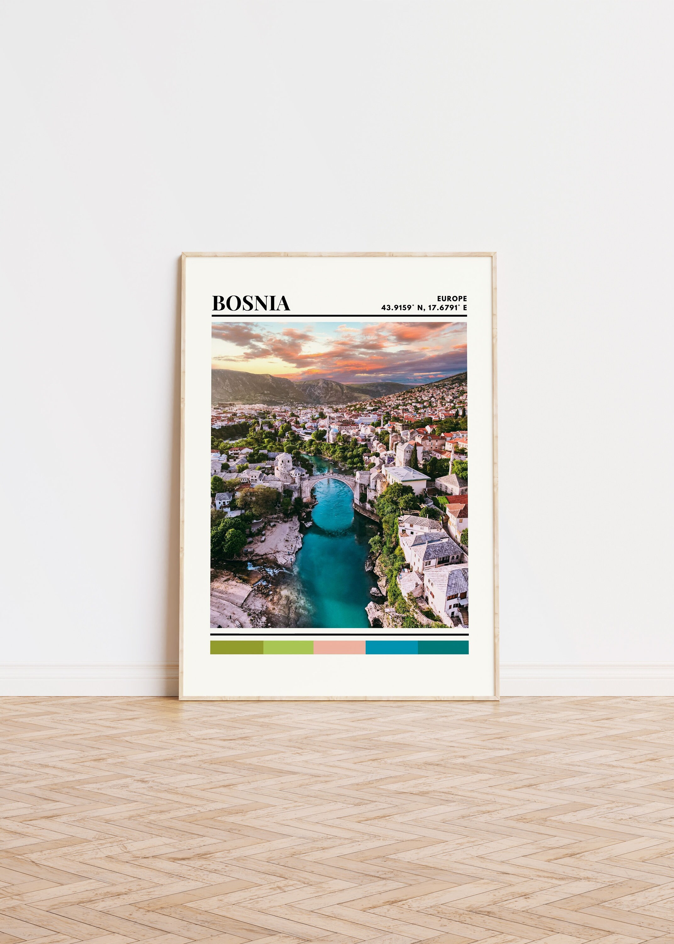 Bosnia and Herzegovina Poster, Bosnia Print, Bosnia Art, Bosnia Travel Poster, Bosnia Wall Decor, Bosnia Gift, Bosnia Custom City Print