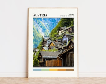 Cartel de Austria, Impresión de Austria, Arte de Austria, Cartel de viaje de Austria, Decoración de pared de Austria, Regalo de Austria, Impresión de ciudad personalizada de Austria, Austria