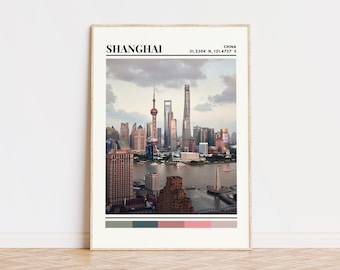 Shanghai Poster, Shanghai Print, Shanghai Art, Shanghai Travel Poster, Shanghai Wall Decor, Shanghai Gift Custom City Print, China