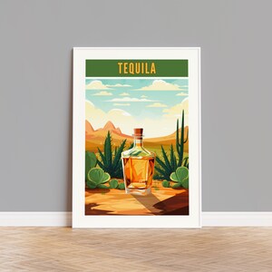 Tequila Travel Poster, Tequila Print, Tequila Wall Art, Tequila Artwork, Tequila Wall Decor, Tequila Gift, Tequila Custom Print, Mexico