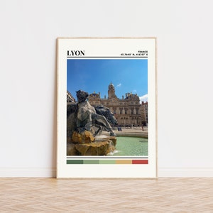 Cartel de Lyon, impresión de Lyon, obra de arte de Lyon, cartel de viaje de Lyon, decoración de la pared de Lyon, regalo de Lyon, decoración del hogar de Lyon, impresión de Francia, cartel de Francia