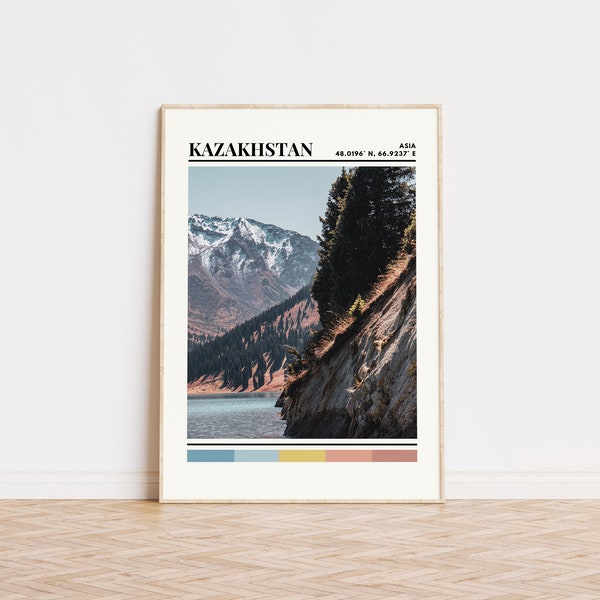 Kazakhstan Poster, Kazakhstan Print, Kazakhstan Art, Kazakhstan Travel Poster, Kazakhstan Wall Decor, Kazakhstan Gift, Kazakhstan Map