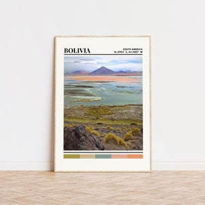 Cartel de Bolivia, Impresión de Bolivia, Arte de Bolivia, Cartel de viaje de Bolivia, Decoración de la pared de Bolivia, Regalo de Bolivia, Impresión de ciudad personalizada de Bolivia, Bolivia