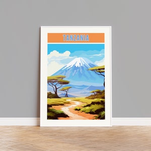 Tanzania Travel Poster, Tanzania Print, Tanzania Wall Art, Tanzania Artwork, Tanzania Wall Decor, Tanzania Gift, Mount Kilimanjaro Print