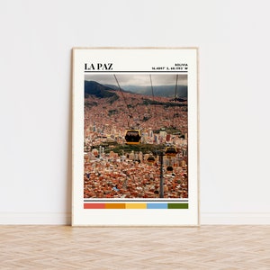 Affiche de La Paz, impression de La Paz, art de La Paz, affiche de voyage de La Paz, décoration murale de La Paz, impression de La Paz cadeau Bolivie, affiche de la Bolivie, Bolivie