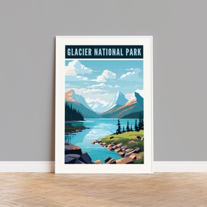 Glacier National Park Travel Poster, Glacier Print, Glacier Wall Art, Glacier Artwork, Glacier Gift, Glacier Custom Print, Montana Print