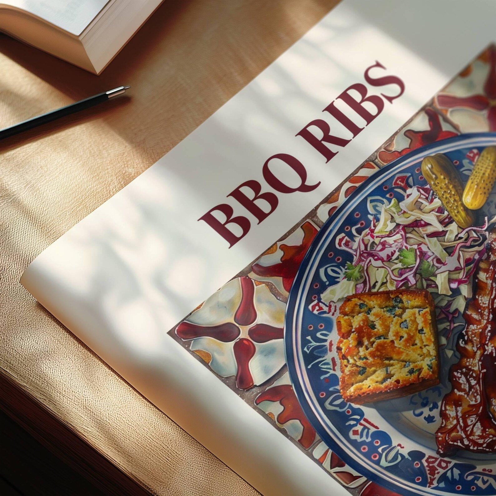 Che Rib Poster BBQ Ribs Poster, Traditional American Food Wall Art, Kitchen & Café ...