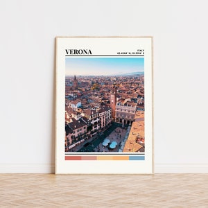Poster di Verona, stampa di Verona, arte di Verona, poster di viaggio di Verona, decorazione della parete di Verona, regalo di Verona, stampa della città personalizzata di Verona, Italia